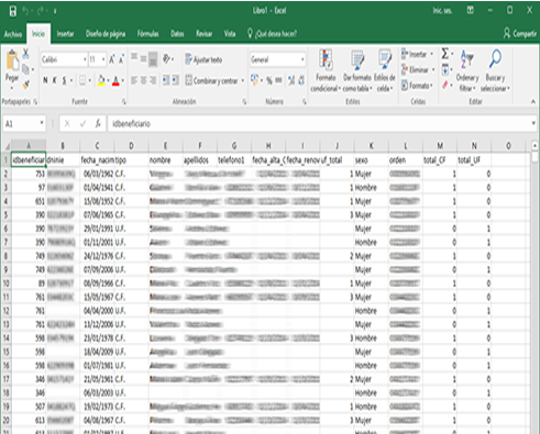 Informe de Alimentos detallado en formato Excel